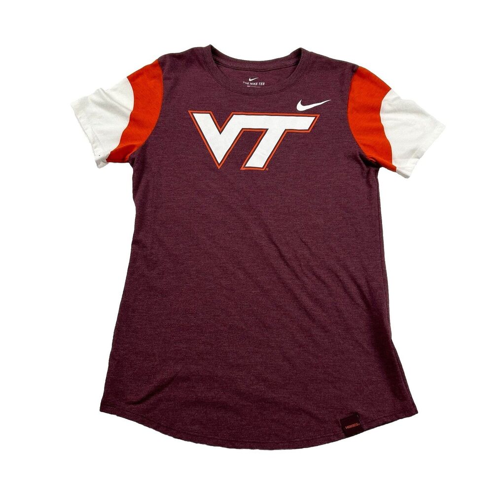 Nike Virginia Tech T Shirt Womens XS Red Striped Sleeves
